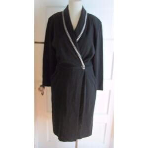 Beechers Brook Woven Jersey Knit Shawl Collar Wrap dress Womens 8 Black Canada